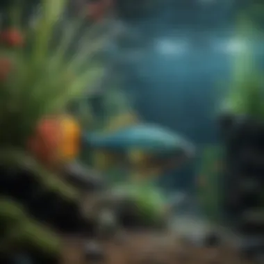 Harmonious Interaction Aquatic life interacting harmoniously with artificial flora