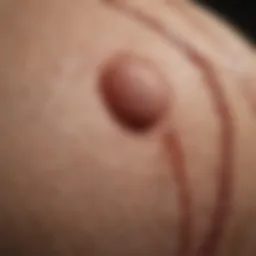 A close-up of a pet's skin showing signs of ringworm.