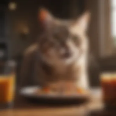Healthy Cat Enjoying a Balanced Meal Healthy cat enjoying a balanced meal