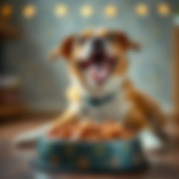 Joyful Canine with Quality Nutrition A happy dog enjoying a bowl of premium dog food