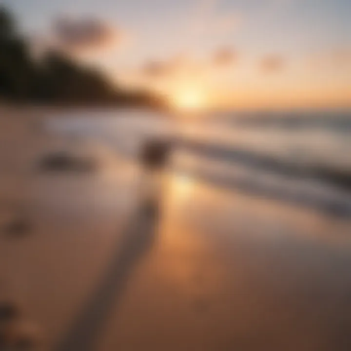 A picturesque sunset over a Michigan beach with dogs running along the shoreline.