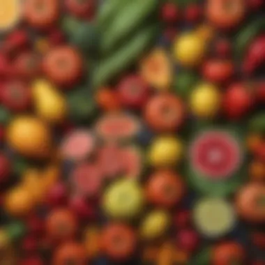 Fresh Ingredients for Pet Nutrition A close-up of vibrant, fresh vegetables and fruits that are beneficial for pet nutrition