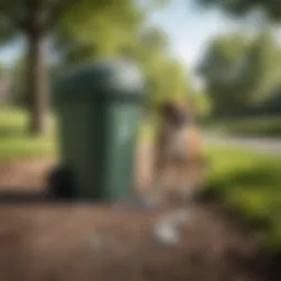 Stylish garbage pail designed for dog waste disposal in a park