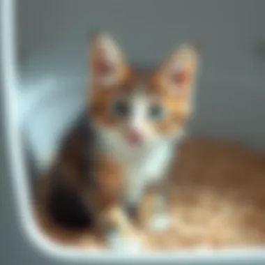 Non-clumping clay cat litter in a clean litter box