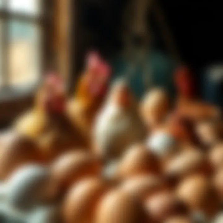 Diverse Egg Production A variety of eggs produced by different hen breeds