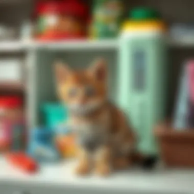Organized Kitten Care Essentials A well-organized kitten care station with supplies