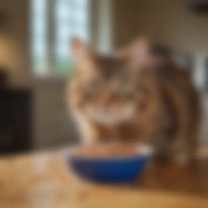 Happy cat enjoying a bowl of Rachel Ray cat food.