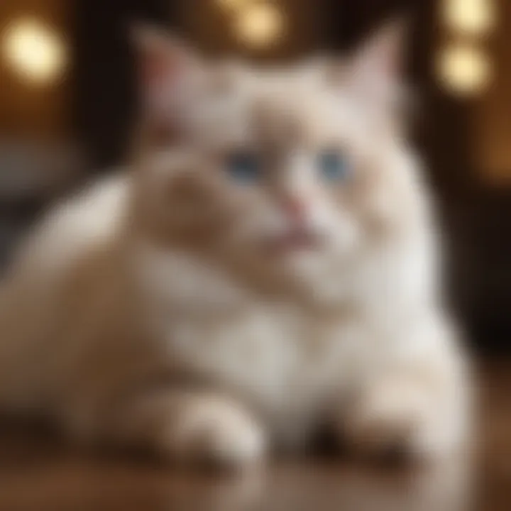Playful Ragdoll Munchkin cat engaging in an active play session