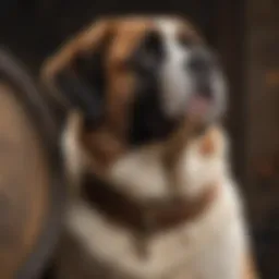 Historical depiction of the Saint Bernard barrel collar in use