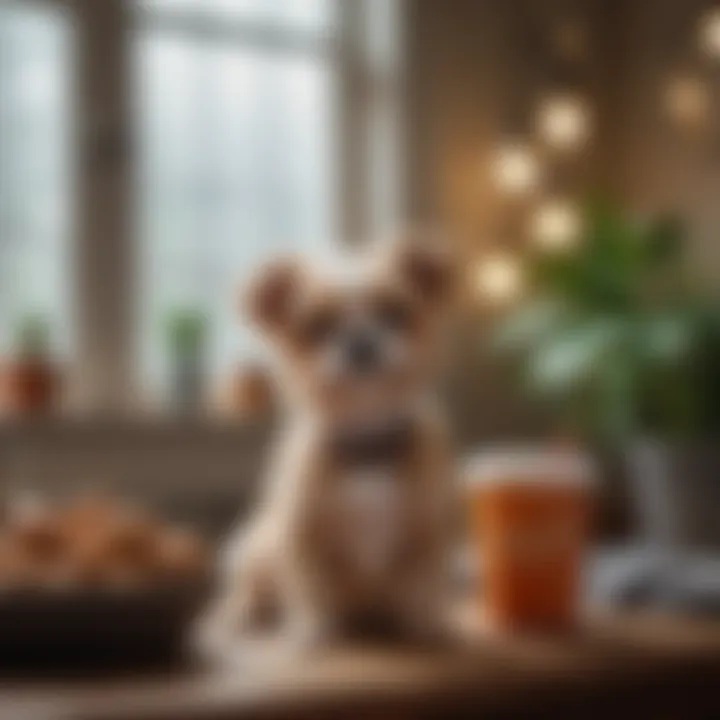 A charming small dog breed with a glossy coat, sitting peacefully in a cozy home environment.