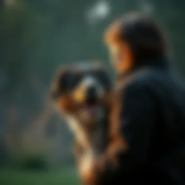 Moments of Reflection with a Canine Friend An illustration of a dog and its owner sharing a moment of reflection