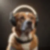 A visually impaired dog wearing a halo for mobility assistance.