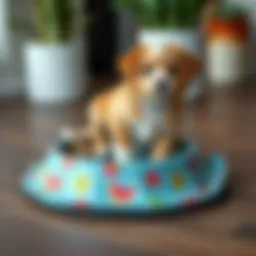 Durable dog food bowl mat with vibrant design