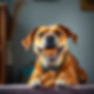 Happy dog enjoying freeze dried chicken treat