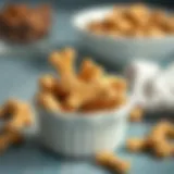 Premium freeze dried chicken dog treats in a bowl