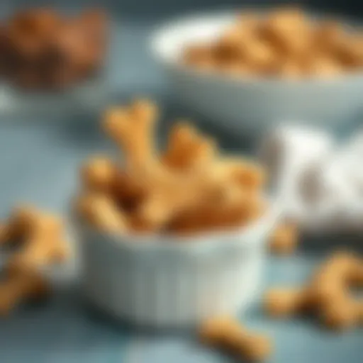 Premium freeze dried chicken dog treats in a bowl