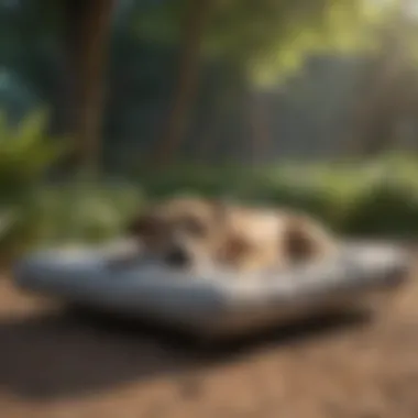 Variety of Outdoor Dog Beds Different sizes and styles of outdoor dog beds displayed outdoors