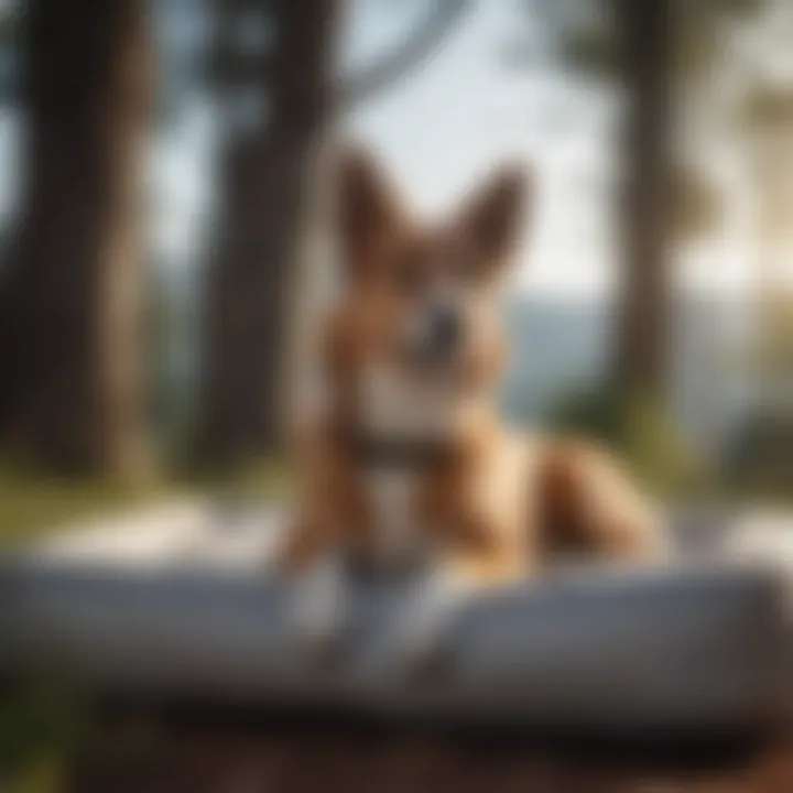 Dog enjoying the outdoor waterproof bed under a sunny sky