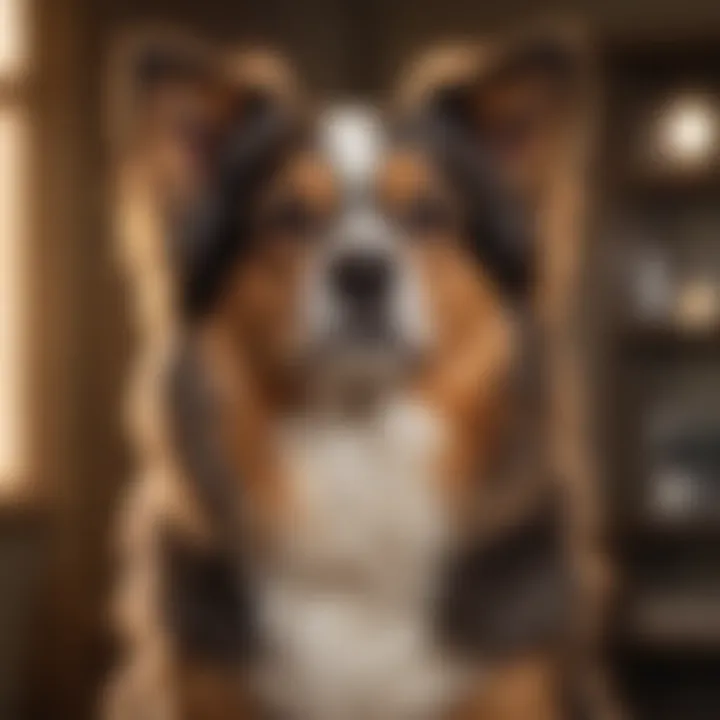 A well-groomed adult male dog sitting proudly