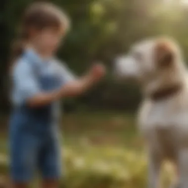 Hypoallergenic dog interacting with children