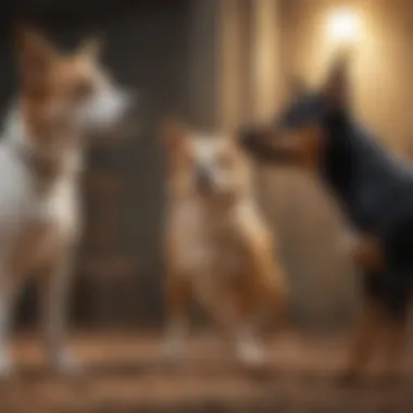 Social Environment's Role in Shaping Behavior A group of dogs interacting in a social setting, highlighting behavioral nuances