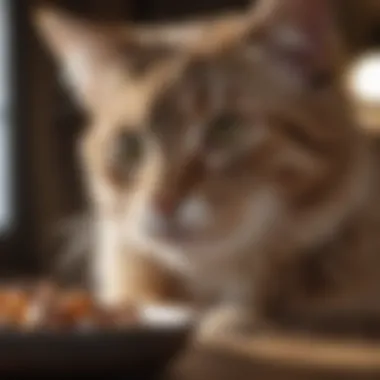A philosophical scene depicting a cat contemplating life and mortality in a serene setting