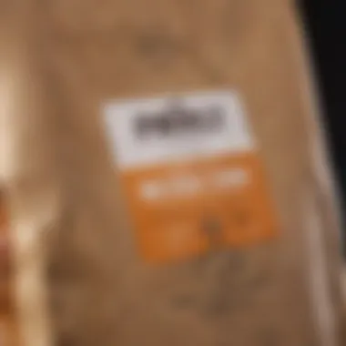 A close-up of an ingredient label on a dog food bag