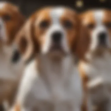 Different Beagle breeds lined up to demonstrate their diversity