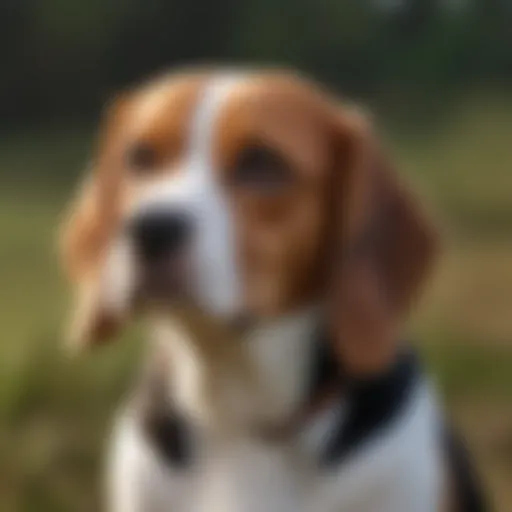 A Beagle showcasing its unique physical traits in a natural setting