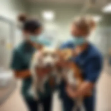 Dedicated volunteers engaging with animals at the shelter