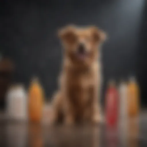 A collection of fragrant dog shampoos arranged aesthetically