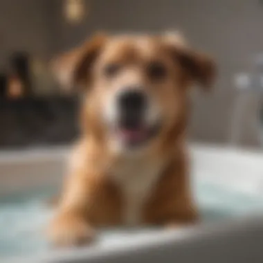 Happy Dog Bath Time A happy dog enjoying a bath with scented shampoo