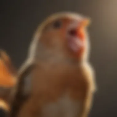 A close-up of a finch singing, capturing its vocal expression.