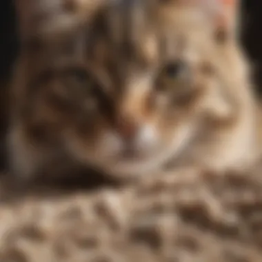 Close-up of clumping cat litter demonstrating its texture and absorbency.