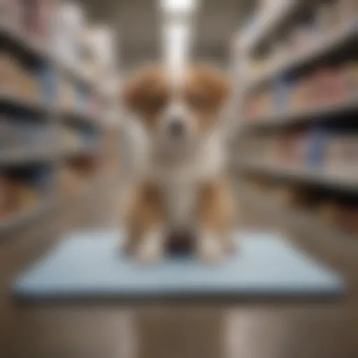 A variety of washable puppy pads displayed in a store aisle