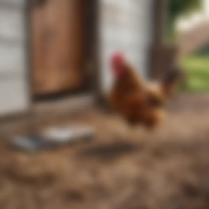 A farmer using a smartphone app to control the chicken coop door