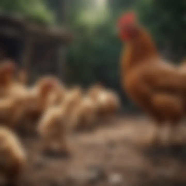 Healthy free-range chickens in a sustainable setting