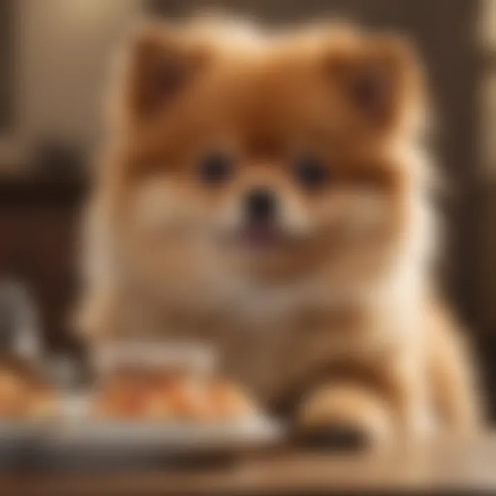 Pomeranian puppy following a structured feeding schedule