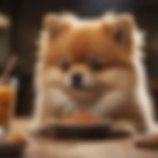 Pomeranian puppy enjoying a nutritious meal