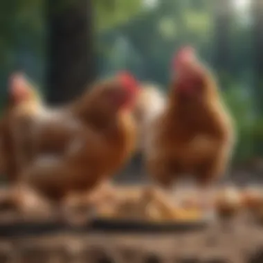 Chickens Enjoying a Balanced Diet Chickens enjoying a balanced diet