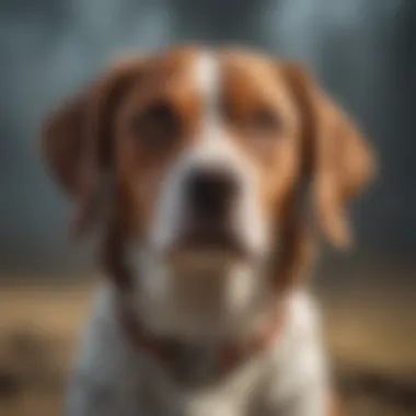 A close-up of a female bird dog with a curious expression