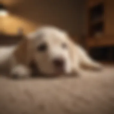 Labrador Puppy at Home A cozy home environment with a Labrador puppy resting.