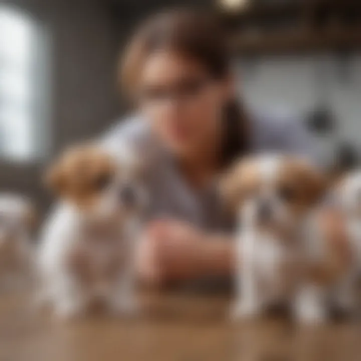 Breeder interacting with Cava Tzu dogs