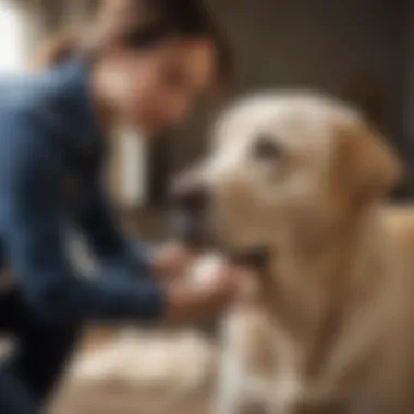 Grooming Techniques for Labradors Owner applying shampoo on Labrador's coat