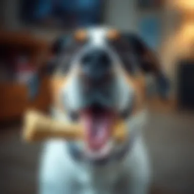 Happy dog showing healthy teeth after chewing