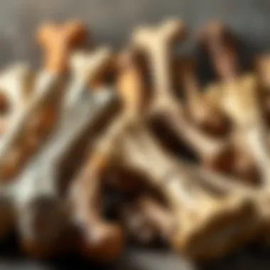 Variety of giant dog chew bones arranged aesthetically