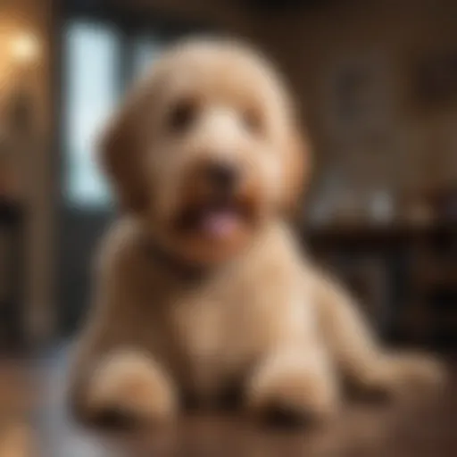 A Goldendoodle eagerly waiting for a training treat