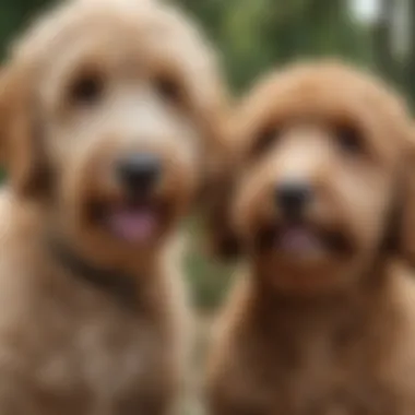 Owner rewarding a Goldendoodle during training