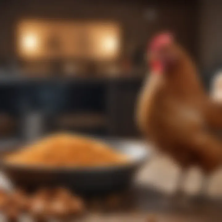 Various chicken feed options displayed.