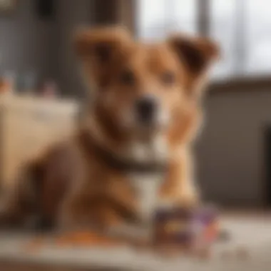 A happy dog enjoying a bowl of canned food in a cozy setting